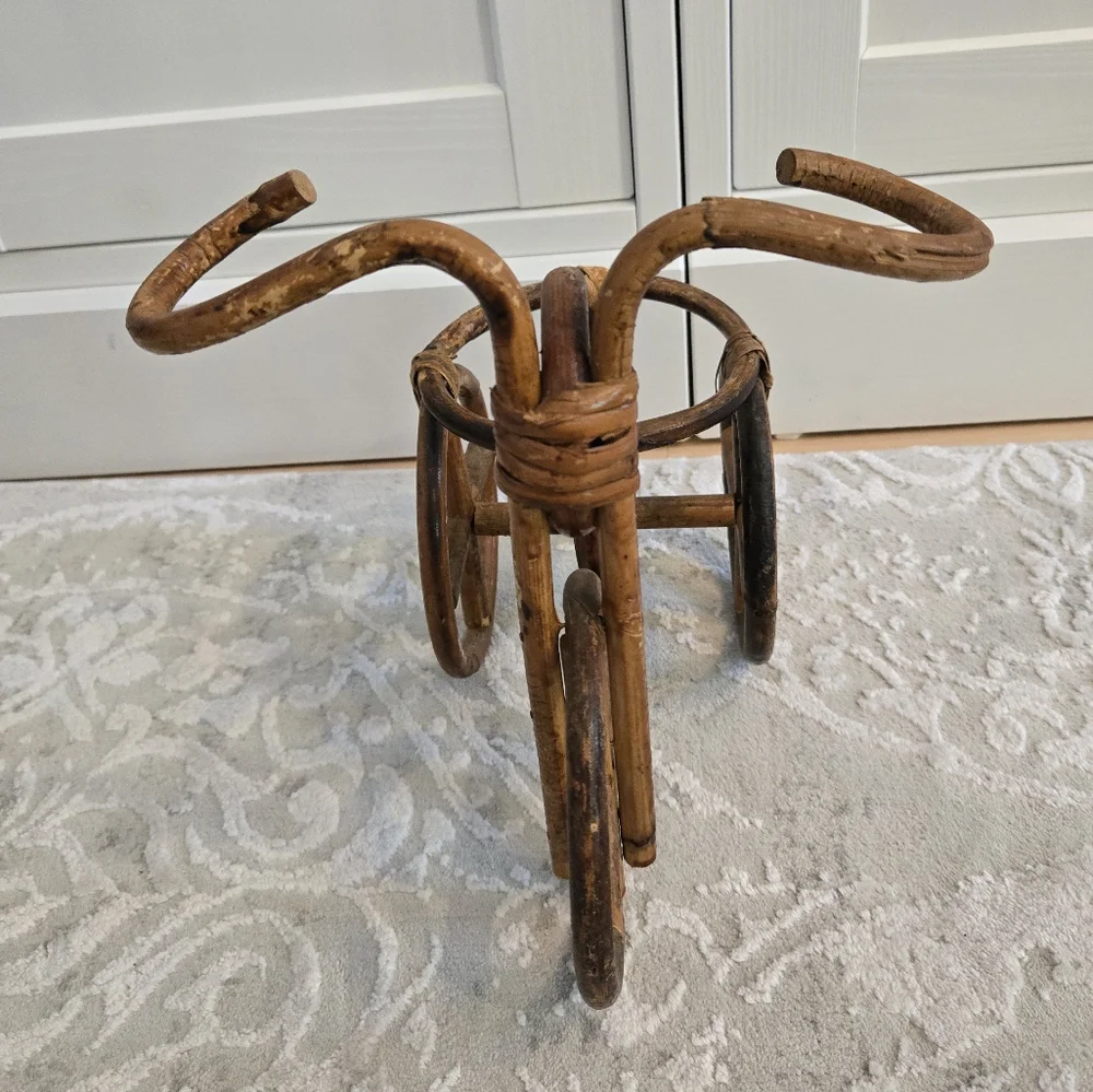 Vintage Wooden Boho Tricycle Plant Stand